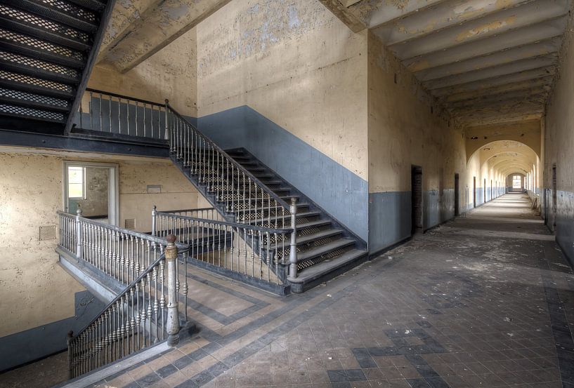 Barracks Corridor with Staircase by Roman Robroek - Photos of Abandoned Buildings