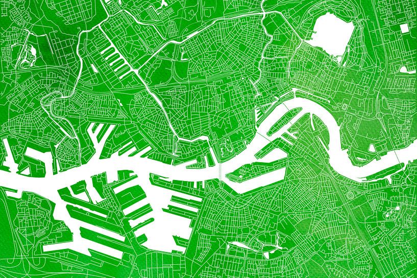 Rotterdam City Map | Green Watercolour by WorldMapShop