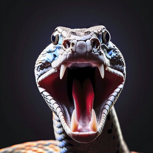 Snake opens its mouth wide by Frank Heinz