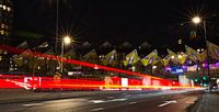 Rotterdam bei Nacht; Würfelhäuser