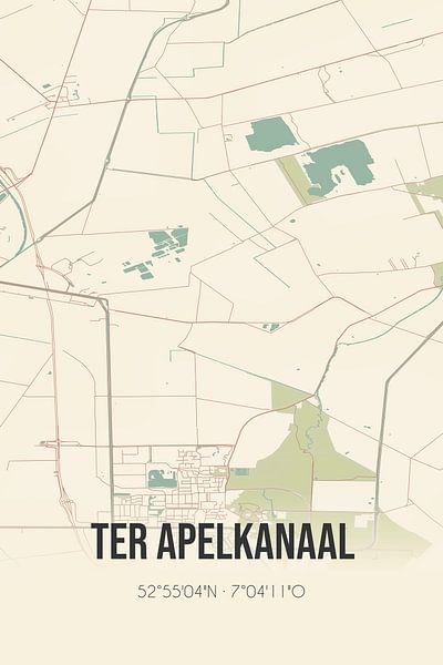 Carte ancienne de Ter Apelkanaal (Groningen) par Affiches de lieux