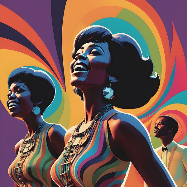 Des personnages qui se balancent dans une danse de couleurs par Bart Veeken