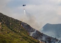 Firefighting helicopter at work
