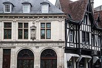 Old facades in Reims, France