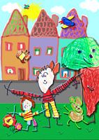 Opa met kleinkind en hond