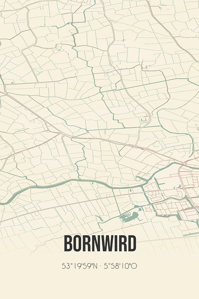 Carte ancienne de Bornwird (Fryslan) par Affiches de lieux