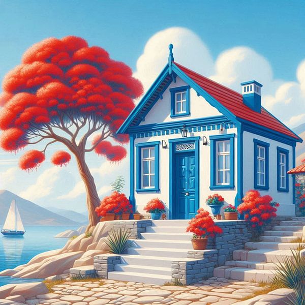 little house with tree van Bernhard Karssies