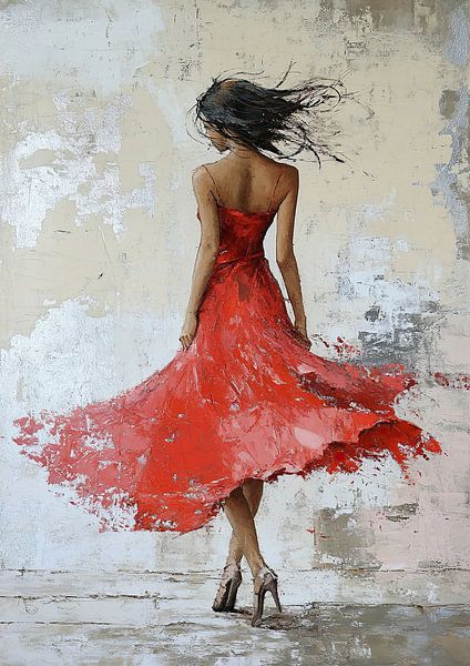 Robe rouge - Femme dans un tourbillon rouge par Zen et Plus