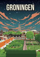 Groningen at night: Atmospheric cityscape poster
