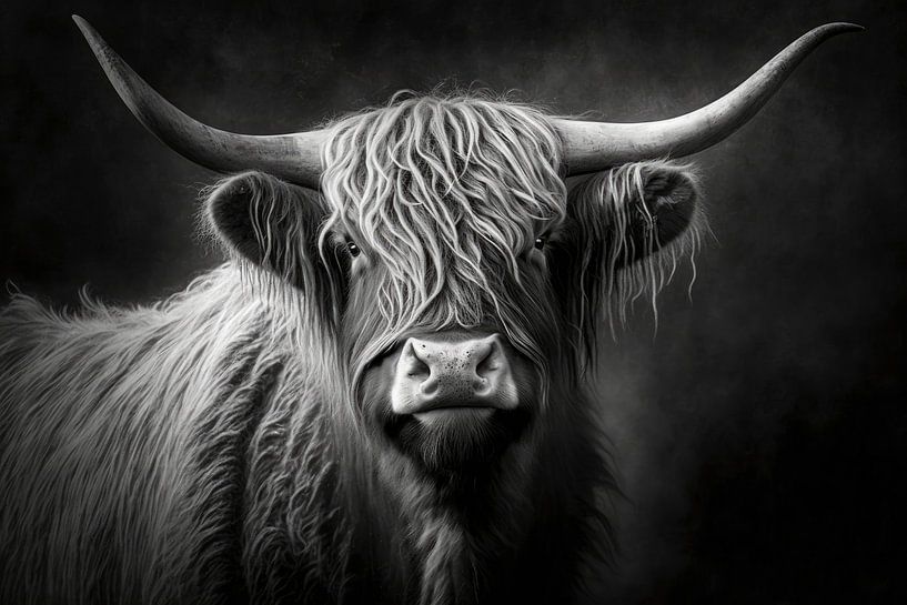 Schottischer Highlander mit dunklem Rücken von Digitale Schilderijen