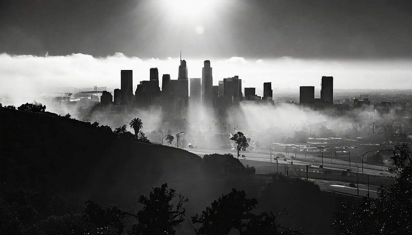 Ville de Los Angeles le matin avec du brouillard par Mustafa Kurnaz