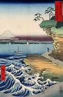 Utagawa Hiroshige – The Coast at Hota in Awa Province (1858) | Serene Japanese Seascape in Edo Ukiyo-e Style