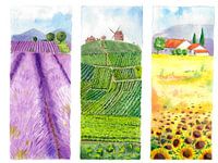 Triptyque avec paysage français