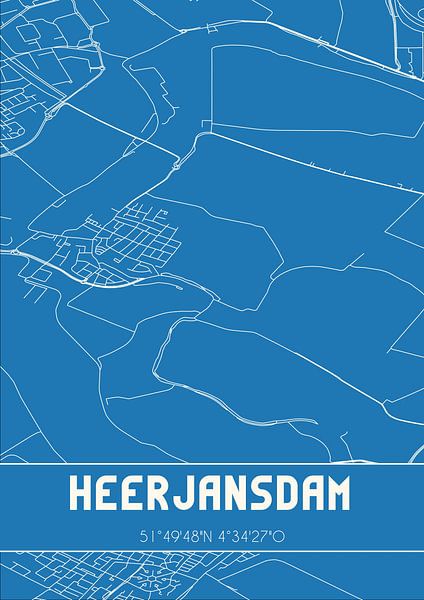 Blaupause | Karte | Heerjansdam (Südholland) von Ortsdrucke