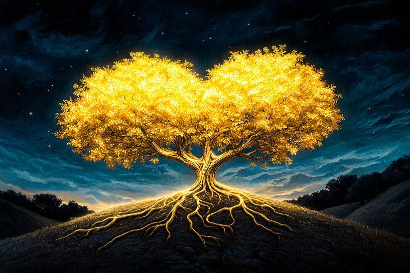 Goldener herzförmiger Baum von Art & Soul Creations