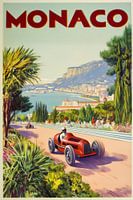 Grand Prix van Monaco - Vintage raceauto poster