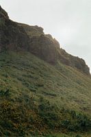 Grünes Island mit Sonnenuntergang
