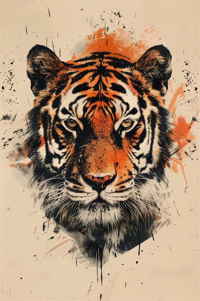 Wildhart - Tête de tigre abstraite par Eva Lee