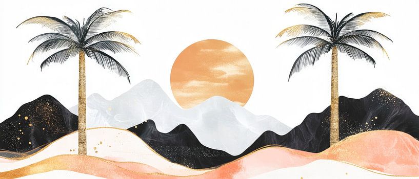 Tropischer Sonnenuntergang mit Palmen von Poster Art Shop