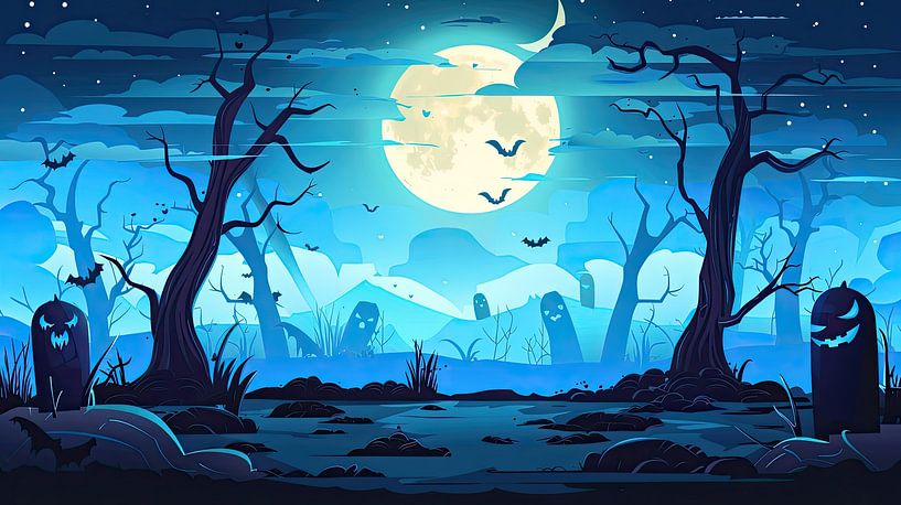 "Mystische Beerdigung bei Vollmond - Halloween Kunst" von fredi arlangga