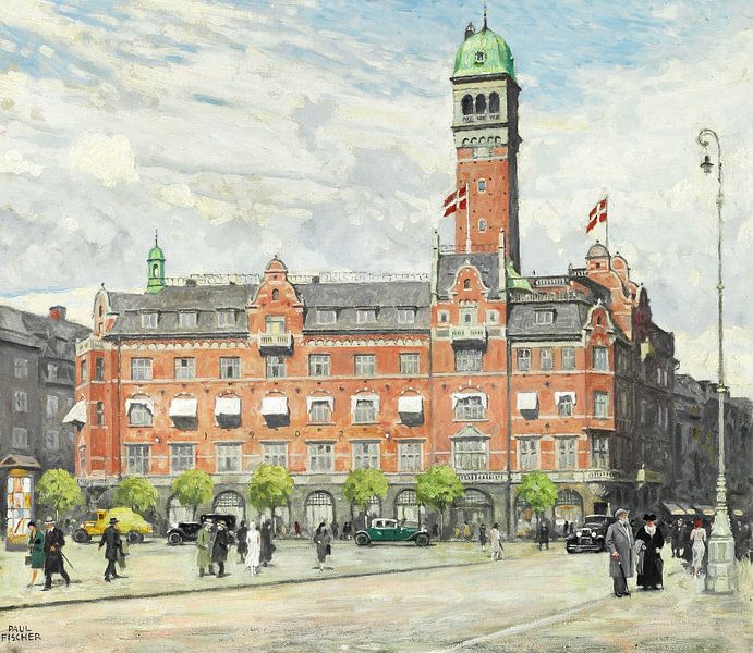 Paul Fischer, View of City Hall Square in Copenhagen - 1932 by Atelier Liesjes