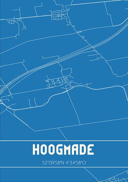 Blueprint | Carte | Hoogmade (Zuid-Holland) par Affiches de lieux