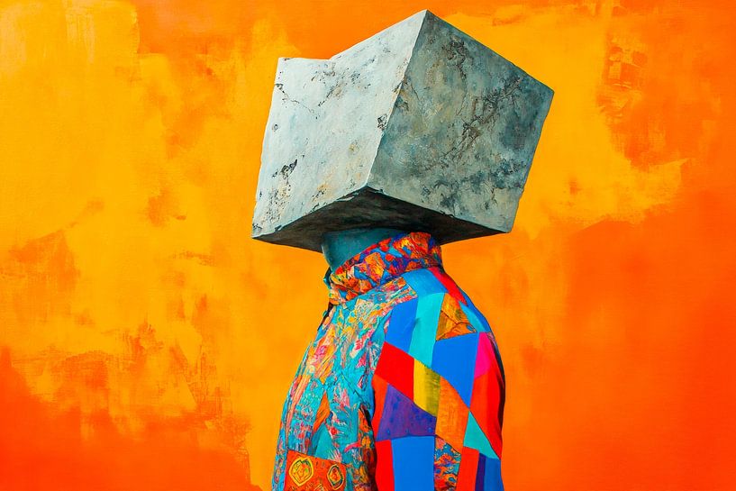 Colourful person with cubic head in the light by Poster Art Shop
