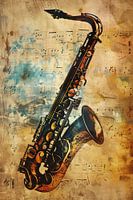 Abstracte Saxofoon op Muziekpapier