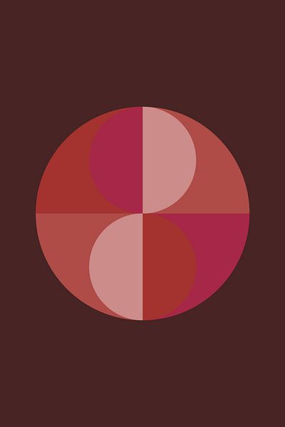 Abstrakte geometrische Kunst im Retro-Stil in rosa, terra, braun Nr. 1_3 von Dina Dankers