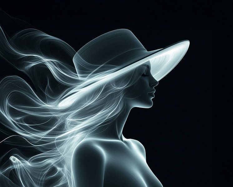 Brustbild einer Dame mit langen, im Wind wehenden Haaren von Margriet Hulsker