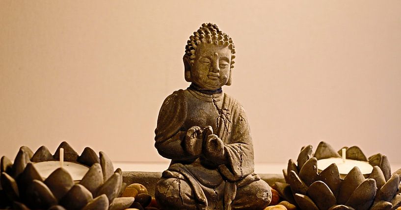 Buddha with Lotus Candles by Cora Unk