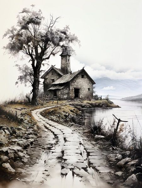 Kleines Haus am italienischen See von PixelPrestige