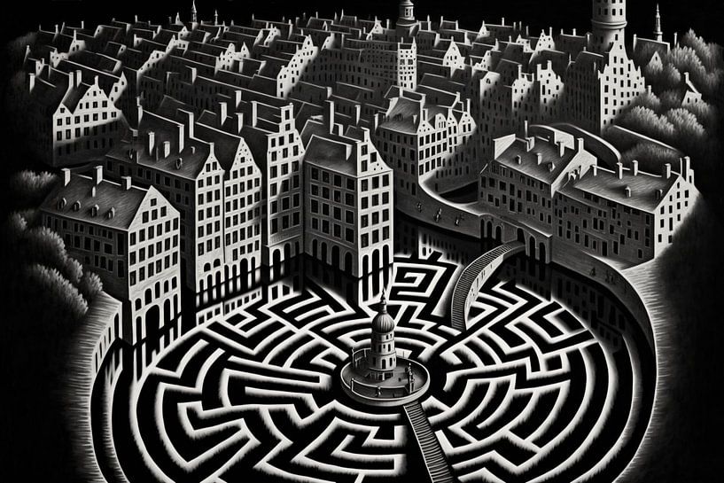 Amsterdam in the style of MC Escher by Roger VDB