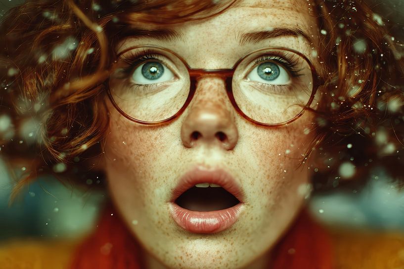 surreal portrait woman with glasses puzzled look by Egon Zitter