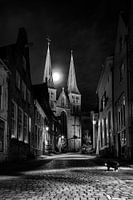 Bergkirche in Deventer mit schwarzer Katze