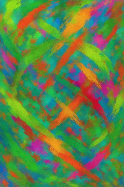 Abstract Symphony of Green and Flame van Moonheart Artworks