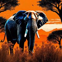 Reuzenolifant in zonsondergang