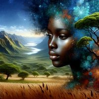 Afrikanische Frau in Landschaft 2