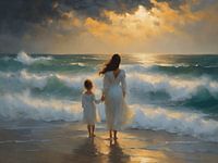 Together in the glow of the sun, a portrait of mother and child