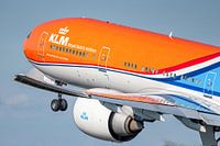 klm orange pride take off wing shot