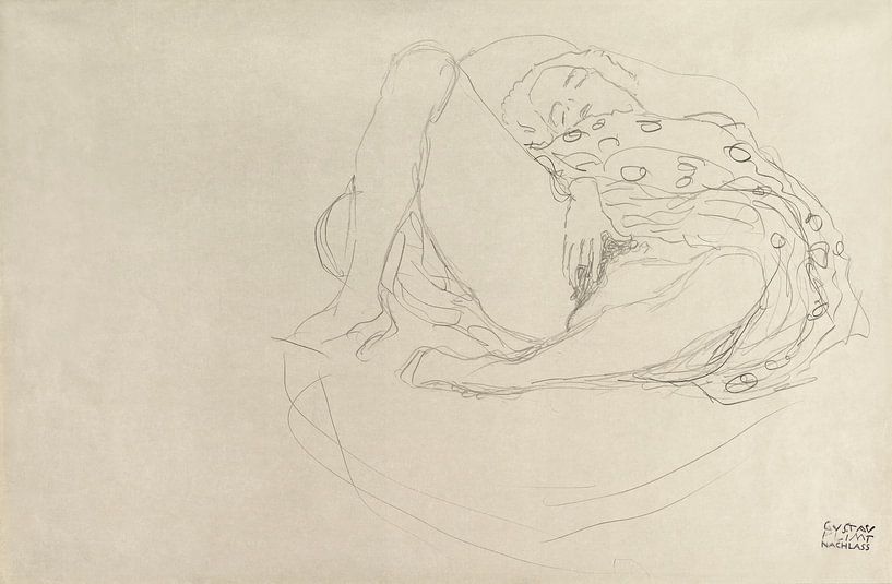 Liegender Akt mit Drapierung, Gustav Klimt (1912-1913) von Meisterhafte Meister
