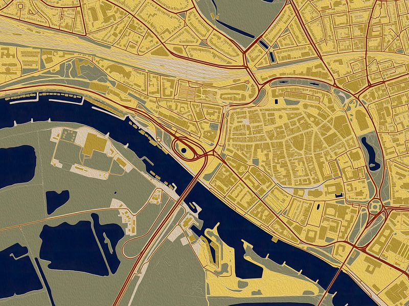 Map of Arnhem in the style of Gustav Klimt by Maporia