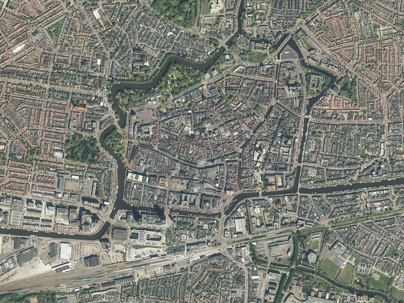 Vue aérienne du centre ville de Leeuwarden par Maps Are Art