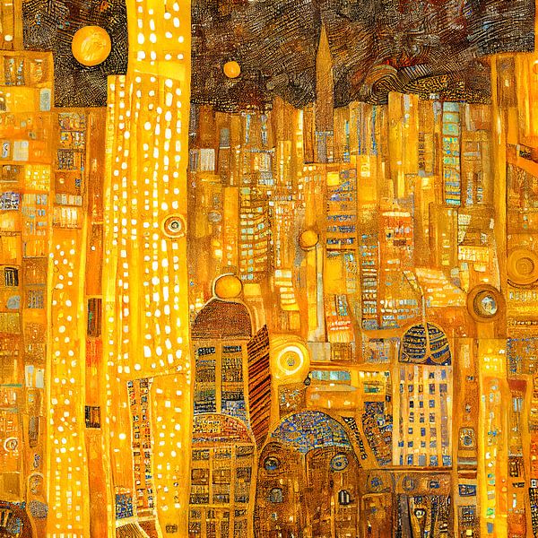 Une soirée dans la ville de New York dans le style de Gustav Klimt par Whale & Sons