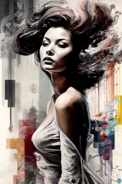 Pop-Art-Porträt kombiniert mit Collage von Studio Allee