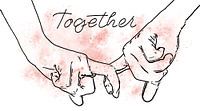 Together   Paar hält Händchen Zeichnung mit Farbspritzern