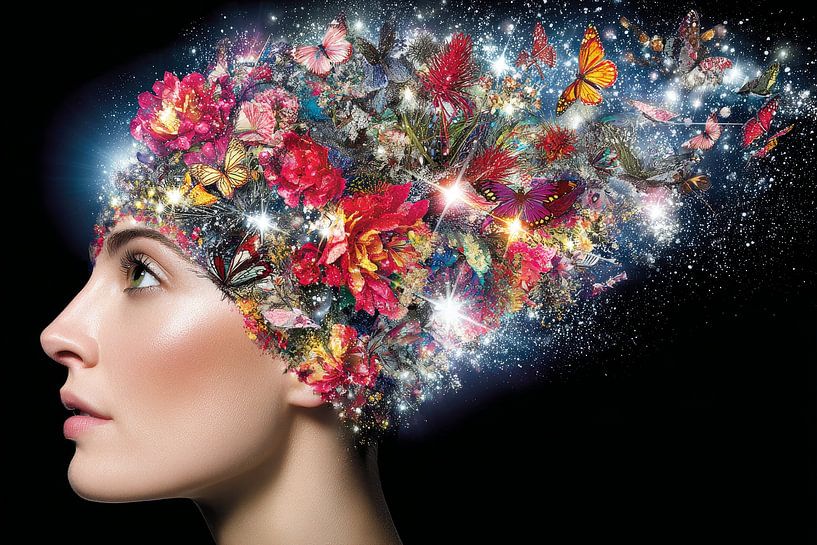 Porträt einer Frau in Farbe von Egon Zitter