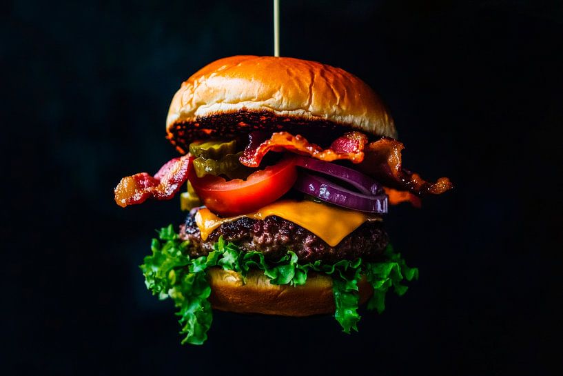 Un burger juteux aux couleurs vives par Poster Art Shop