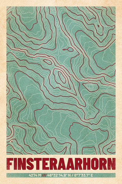 Finsteraarhorn | Topographie de la carte (Retro) par ViaMapia