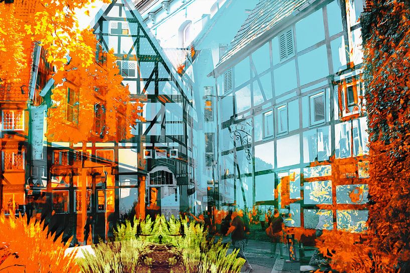 Stadtbild von Lippstadt mit seinen Fachwerkhäusern von Helga Blanke